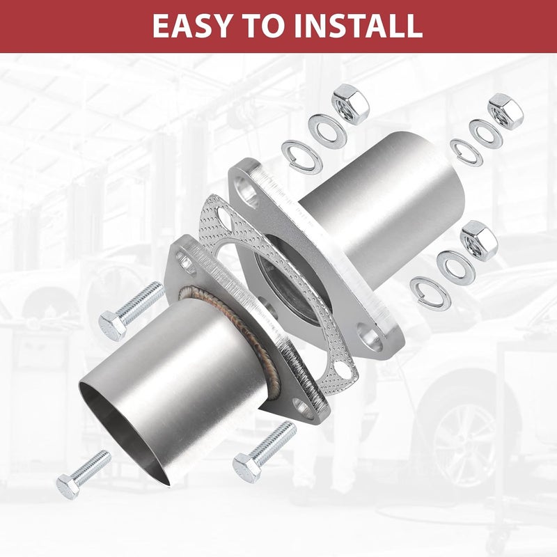 LCGP Exhaust Flange Repair Piping Kit 2.5" ID with Gasket and 3 Bolts for Quick Fix Repair,304 Universal Stainless Steel Exhaust Flange Pipe - Image 5
